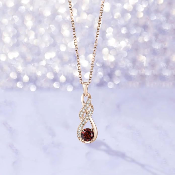 Birthstone Necklaces for Women 925 Sterling Silver Infinity Pendant Created Gemstone Jewelry for Her, 16"+2"