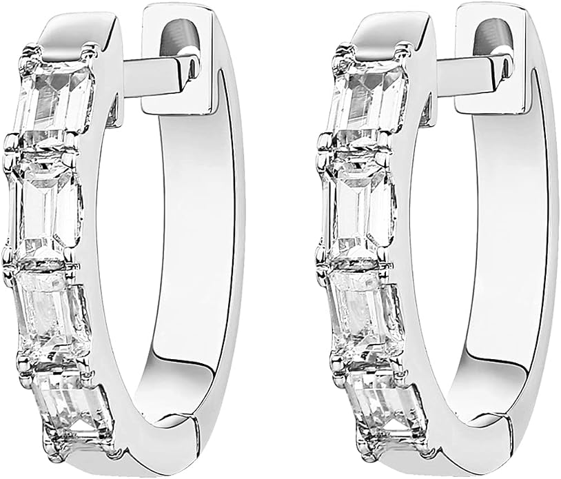 PAVOI 14K Gold Plated Huggie Earrings for Women - Gold Earrings Hoops with Heart Shaped Cubic Zirconia - Hypoallergenic Cartilage Trendy Fashion Huggie Hoop - Dainty Romantic Everyday Jewelry