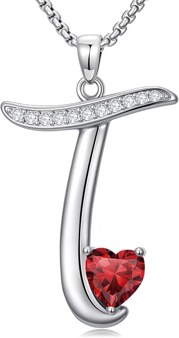Birthday Gifts for Women Alphabet A to Z Initial Birthstone Pendant Necklaces for Women - 18k White Gold Plated Personalized Name Jewelry Anniversary Graduation Gifts for Wife Her Daughter Girlfriend(with Gift Box)