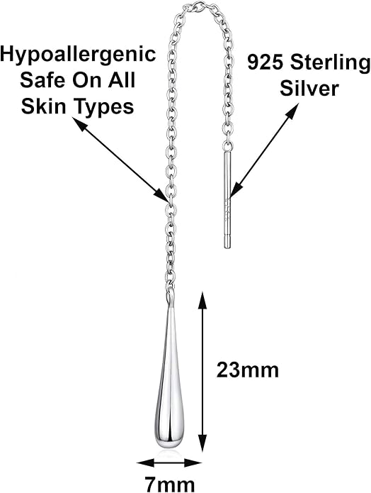 Savlano Teardrop 925 Sterling Silver 18k Gold Plated Long Chain Threader Dangle Drop Earrings For Women and Teens Comes In White Gold, Yellow Gold, & Rose Gold Colors Comes With Savlano Gift Box