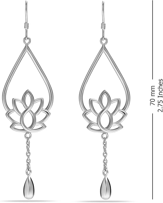 Charmsy 925 Sterling Silver Double Twisted Infinity Dangle Earrings for Women | Linear Marquise Large Loops Classic Infinity Drop Dangle Earrings