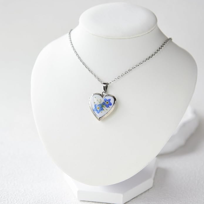 Heart Locket Necklace That Holds Pictures Pressed Flower Photo Locket Pendant Necklace for Girl Women Gift for Her