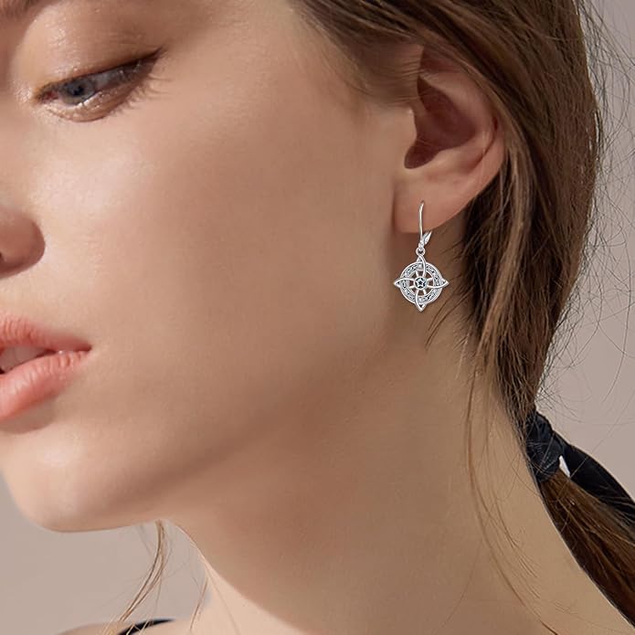 AOBOCO Abalone Shell Earrings for Women 925 Sterling Silver Airplane Celtic Knot Dangle Leverback Earrings Jewelry Mothers Day Birthday Gifts for Mom Friends