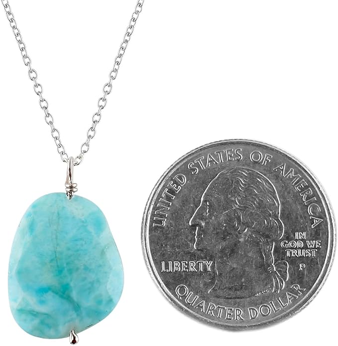 Raw Gemstone Dainty Pendant Necklace for Women, Trendy Healing Chakra Crystal, Birthstone Handmade 925 Sterling Silver Adjustable 18 inch Chain Jewelry, Birthday Gifts