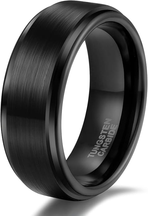 TRUMIUM 4mm 6mm 8mm Tungsten Rings for Men Women Silver Blue Rose Gold Plated Black Tungsten Wedding Band Matte Brushed Finish Comfort Fit Size 4-15
