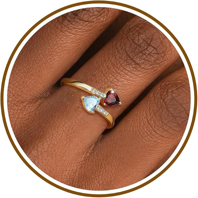 Btysun Mothers Day Gifts, Birthday Gifts for Women Non Tarnish Gold Rings Adjustable 1-12 Birthstone Rings Birthday Gift for Wife Mom Stocking Stuffers Promise Ring Anniversary Wedding Jewelry