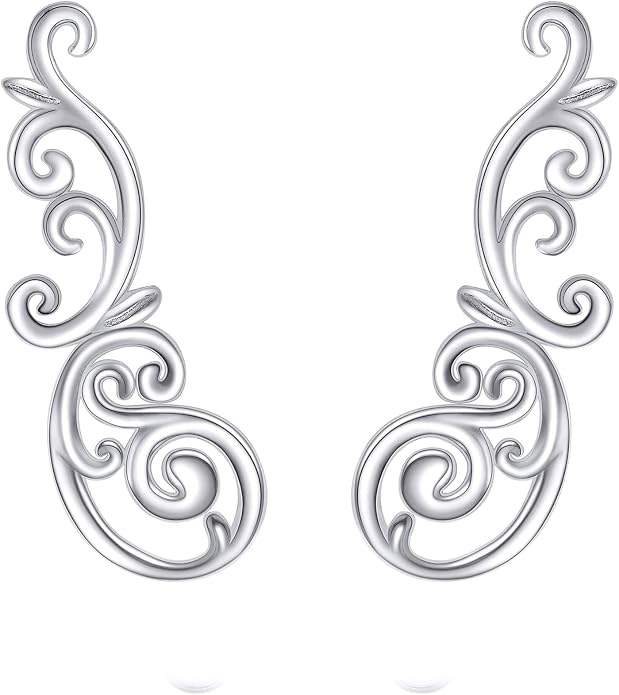 Ear Climbers Earrings for Women Sterling Silver Vintage Ear Crawler Earrings Jewelry Gifts for Women