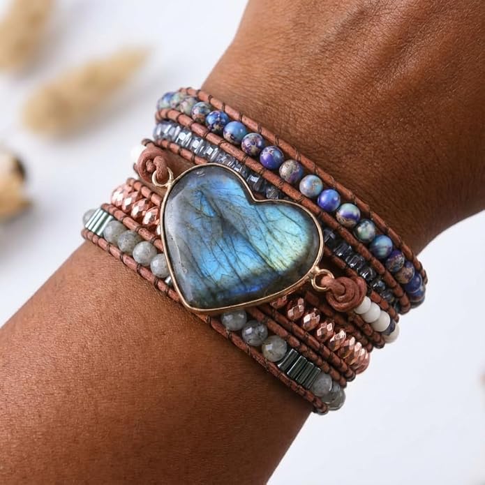 YGLINE Natural Stone Bracelet 3 Wraps Bracelet Handmade Boho Bracelet for Women Bracelet
