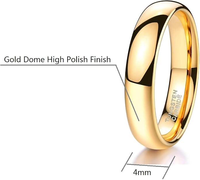 CROWNAL 2mm 4mm 6mm 8mm 10mm Tungsten Wedding Band Ring Men Women Plain Dome Polished Size Comfort Fit Size 3 To 17