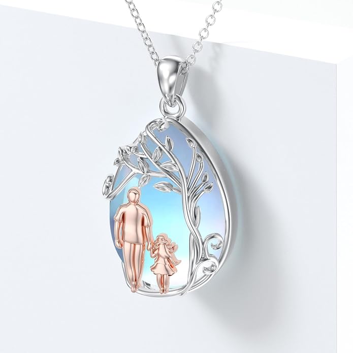 PROESS S925 Sterling Silver Daughter Heart Pendant Necklace from Dad Mom I Love You Forever Jewelry