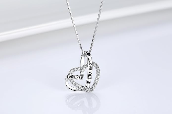 Cuoka 925 Sterling Silver Heart Necklace I Love You to The Moon and Back Pendant Sun Star Moon Necklace Jewelry for Women with Gifts Box