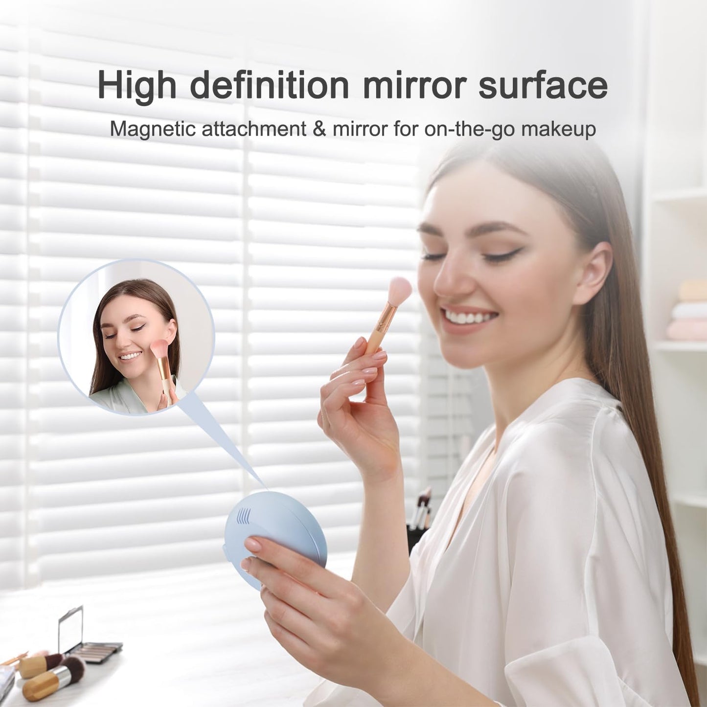 Toothbrush Holder, Toothbrush Cleaner Case, Portable USB Charging Toothbrush Cover with U V-C Light, Travel Toothbrush Holder (Blue-Mirror)