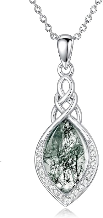PELOVNY Celtic Knot Necklaces for Women 925 Sterling Silver Gemstone/Birthstone Teardrop Infinity Necklace Irish Celtic Pendant Jewelry Gifts for Mom Daughter Wife