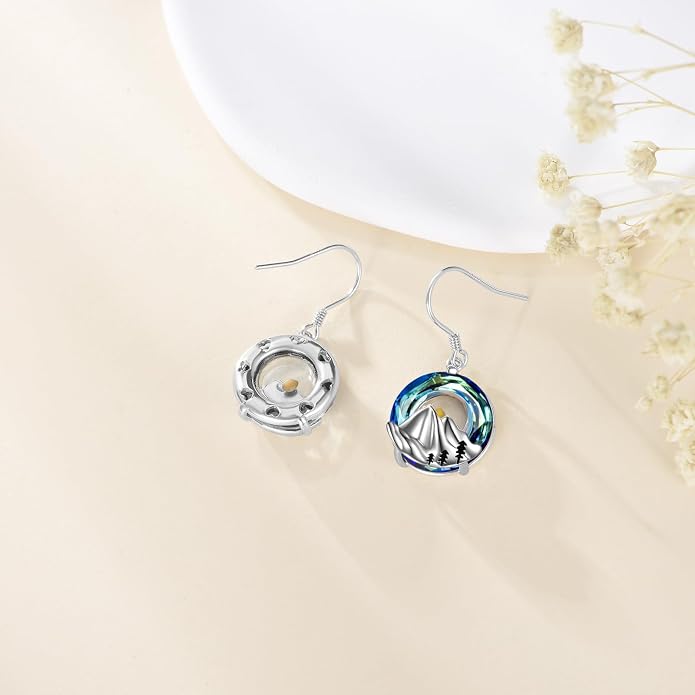AOBOCO Mustard Seed Earrings for Women Sterling Silver Mountain Cross Earrings Dangle Christian Religion Jewelry Mothers Day Birthday for Mom Wife Friends