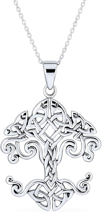 Bling Jewelry Tree of Life Pendant Necklace Celtic Mothers Family Medallion Oxidized .925 Sterling Silver