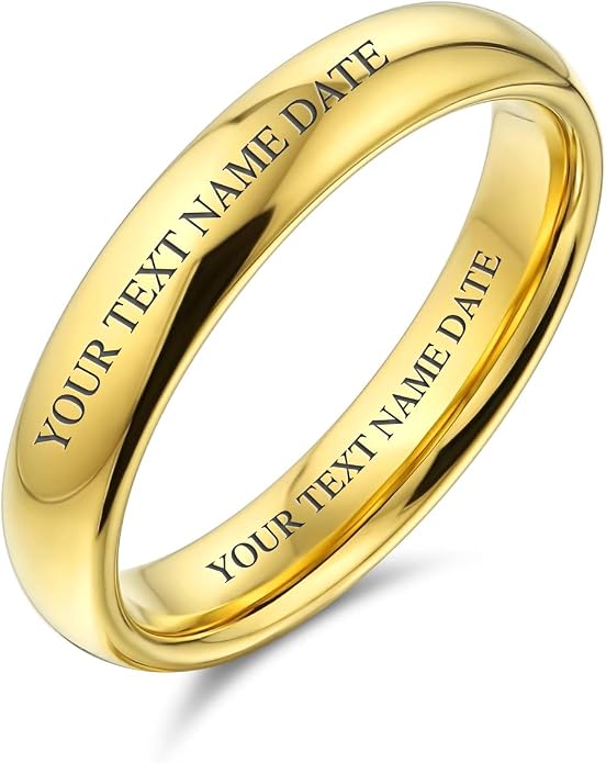 Bling Jewelry Plain Simple Dome Black Couples Titanium Wedding Band Ring For Men For Women Comfort Fit 4MM