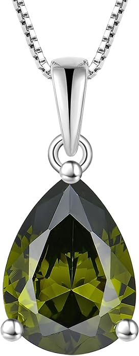YL Teardrop Necklace 925 Sterling Silver Solitaire Pendant 9x12 MM Pear Cut Multicolored Birthstone Jewelry for Women