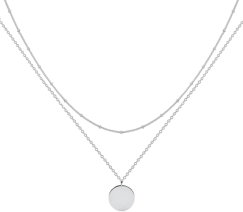MEVECCO Layered Heart Necklace Pendant Handmade 18k Gold Plated Dainty Gold Choker Arrow Bar Layering Long Necklace for Women