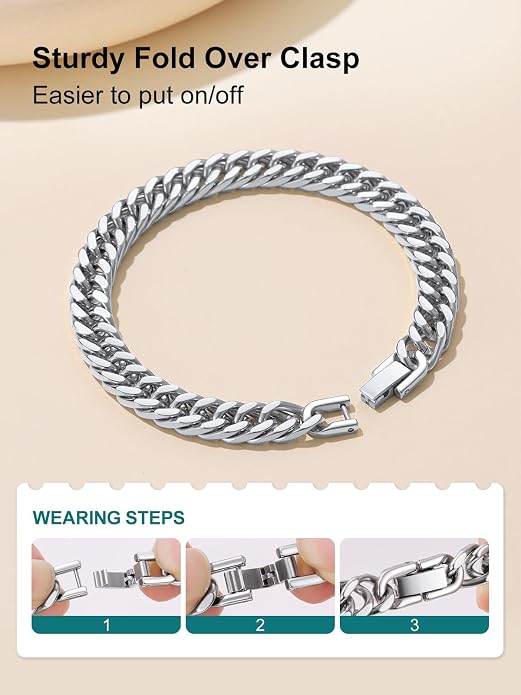 Supcare Unique Anniversary Birthday Valentines Fathers Day Stainless Steel Cuban Link Bracelets for Men Him, To My Man Dad Husband Love Always Remember Wrist Chain Bracelet Jewelry Gifts