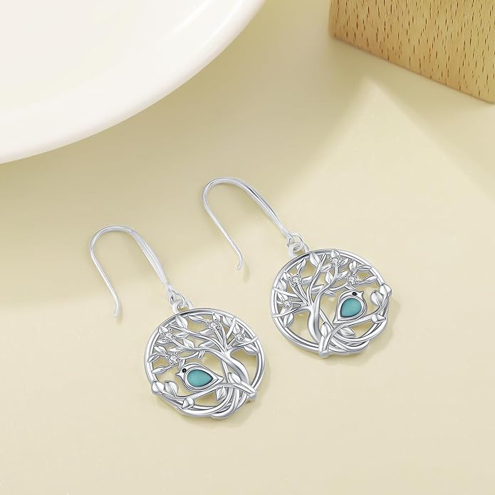 Aniu Tree of Life Earrings for Women Turquoise Malachite Teardrop Dangle Earrings for Women Sterling Silver Anniversary Birthday Drop Dangle Earrings Jewelry Gifts