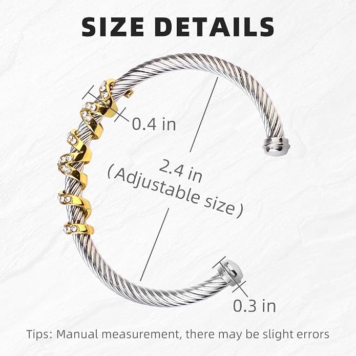 Twisted Cable Cuff Bracelets for Women 5mm Stainless Steel Cuff Bangle Bracelet Designer Inspired Jewelry Valentine Day Gift