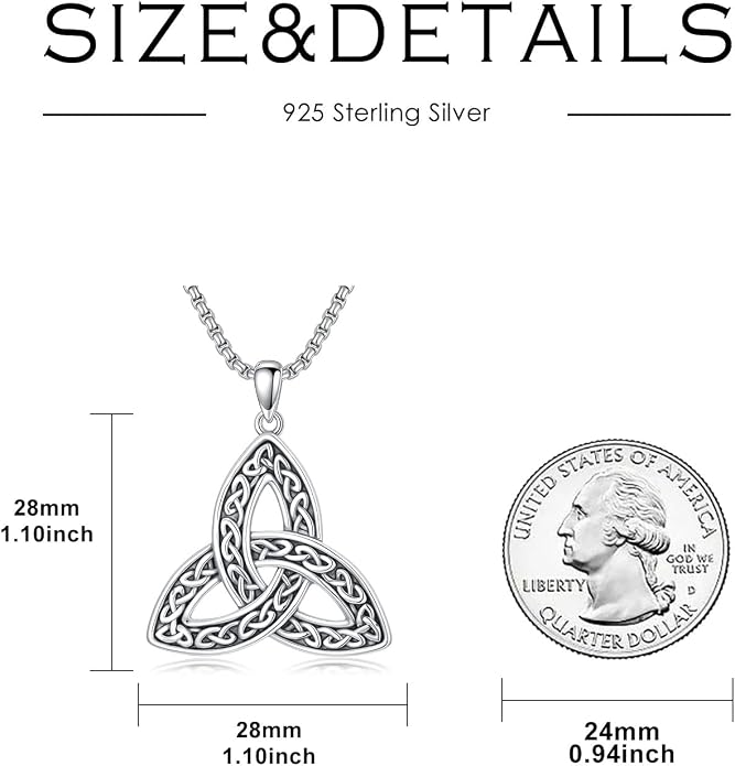 Celtic Necklace for men Sterling Silver Celtic Knot Triquetra Triangle Trinity Necklace Gift for Men