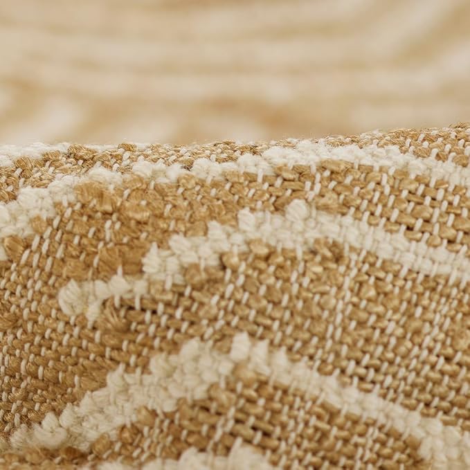 Tempaper Swell Natural and Cream Handwoven Jute and Wool Area Rug, 8' x 10'