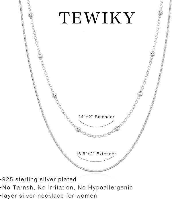 Tewiky Layered Necklaces for Women Non Tarnish- Chunky 14k Gold Plated Herringbone/Snake/Rope/Box/Cuban Link Chain for Women Waterproof Layering Stack Choker Necklace Trendy Dainty Tarnish Free Jewelry Set