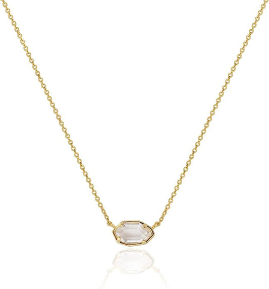 OZEL JEWELRY & GIFT Layered Gold Necklaces for Women - Crystal Colorful Delicate Cutting Pendant Necklace - 18K Gold Plated - Birthday Gifts (Made in Korea)