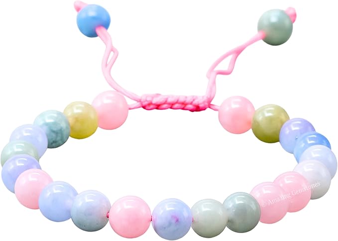 Amazing Gemstone Natural Morganite Bracelet for Women Men's Gifts - Protection Healing Crystal Bracelet - 8mm Gemstone Beaded Adjustable Bracelet Pulseras para Hombres Mujer Stocking Stuffers