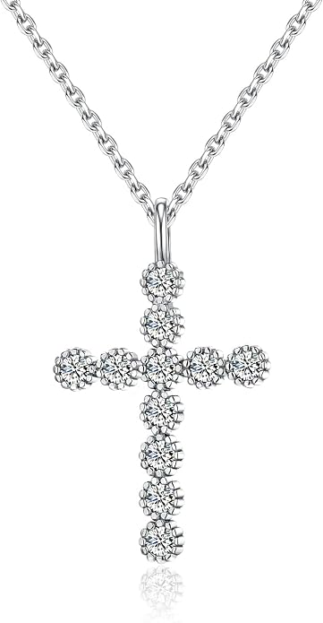 925 Sterling Silver 18 inch Birthstone Cross Pendant Necklace for Women Men