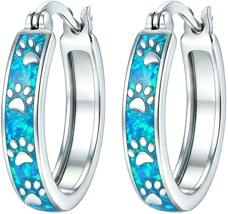 Opal/Turquoise Huggie Earrings 925 Sterling Silver Opal/Turquoise Small Animal Huggie Hoop Earrings Animal Huggies Earring Jewelry Gifts for Women Mom Her