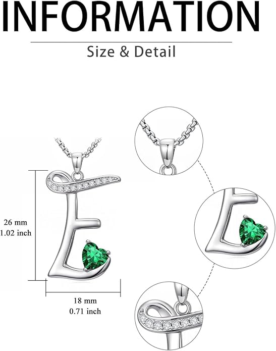 Birthday Gifts for Women Alphabet A to Z Initial Birthstone Pendant Necklaces for Women - 18k White Gold Plated Personalized Name Jewelry Anniversary Graduation Gifts for Wife Her Daughter Girlfriend(with Gift Box)
