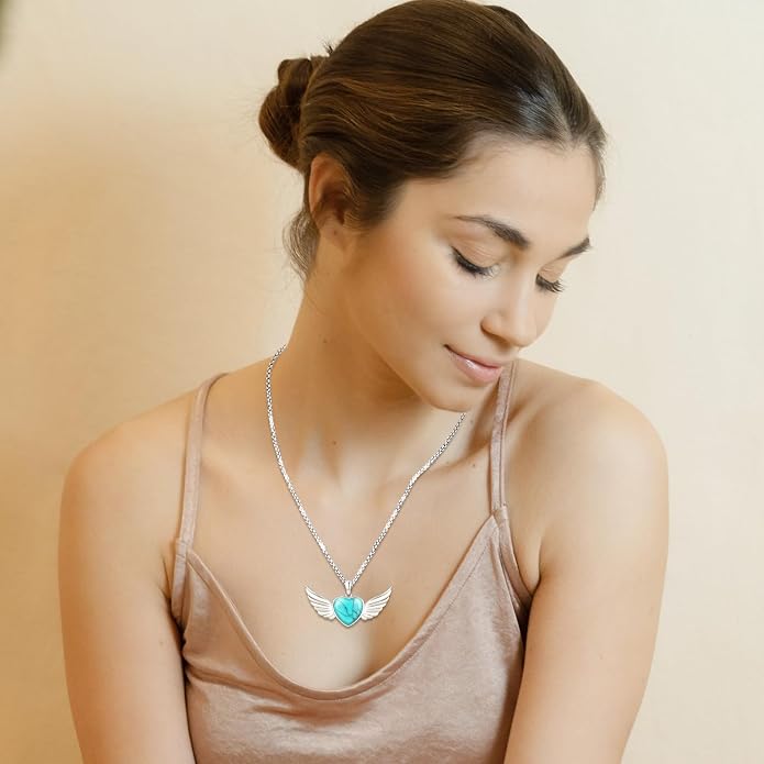 Turquoise Jewelry for Women Men 925 Sterling Silver Pendant Urn Necklaces for Ashes Picture Locket Necklace Thor Hammer Yggdrasil Virgen De Guadalupe St Michael Christopher Judas Witches Knot Necklace
