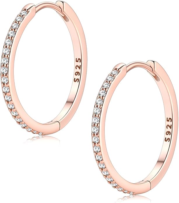 FaithHeart 925 Sterling Silver Huggie Hoop Earrings, Silver Small Hoop Earring for Women, 14K Gold/Black/Rose Gold Hypoallergenic Cartilage Earrings for Women 6/8/10/12/14/16/18/20mm