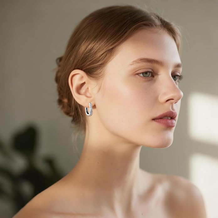Sterling Silver Hoop Earrings Small Hoop Sun/Leaf/Triangle Huggie Earrings for Women Hypoallergenic