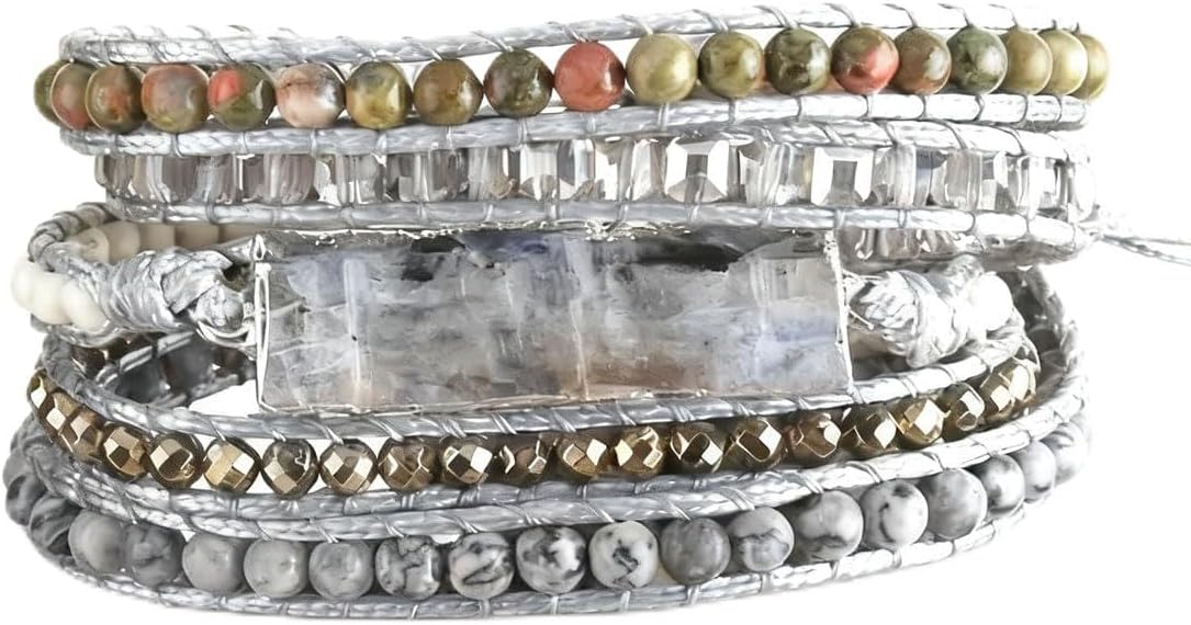 Women Wrap Bracelets Boho Natural Stone Jasper Turquoises Strand Bracelet Jewelry Collection