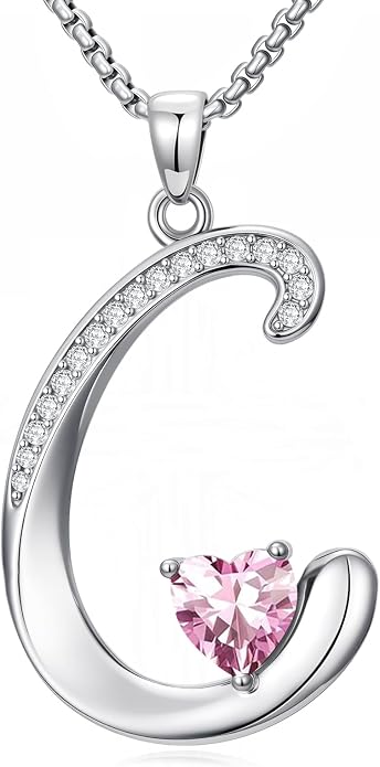 Birthday Gifts for Women Alphabet A to Z Initial Birthstone Pendant Necklaces for Women - 18k White Gold Plated Personalized Name Jewelry Anniversary Graduation Gifts for Wife Her Daughter Girlfriend(with Gift Box)