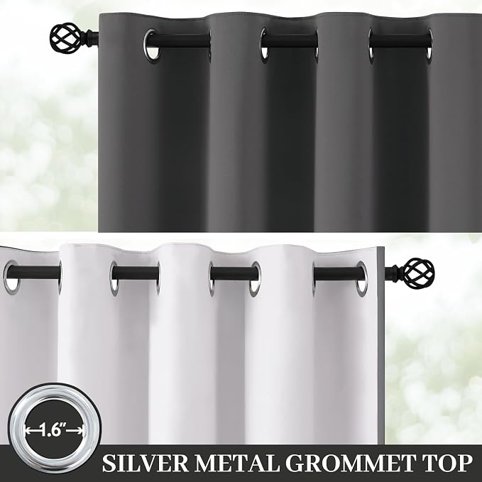 Yakamok Charcoal Grey 100% Blackout Curtains 63 Inches Long 50" Wide 2 Panel