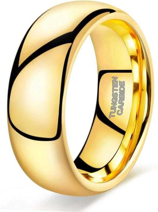 TRUMIUM 2mm 4mm 6mm 8mm Tungsten Wedding Band Ring for Men Women Silver/Rose Gold Plated/Rainbow/Gold Plated Domed High Polish Engagement Promise Rings Comfort Fit 4-15