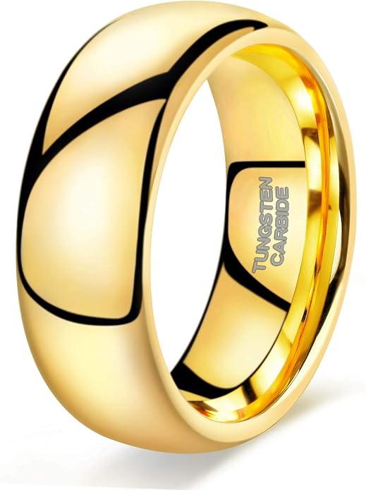 TRUMIUM 2mm 4mm 6mm 8mm Tungsten Wedding Band Ring for Men Women Silver/Rose Gold Plated/Rainbow/Gold Plated Domed High Polish Engagement Promise Rings Comfort Fit 4-15