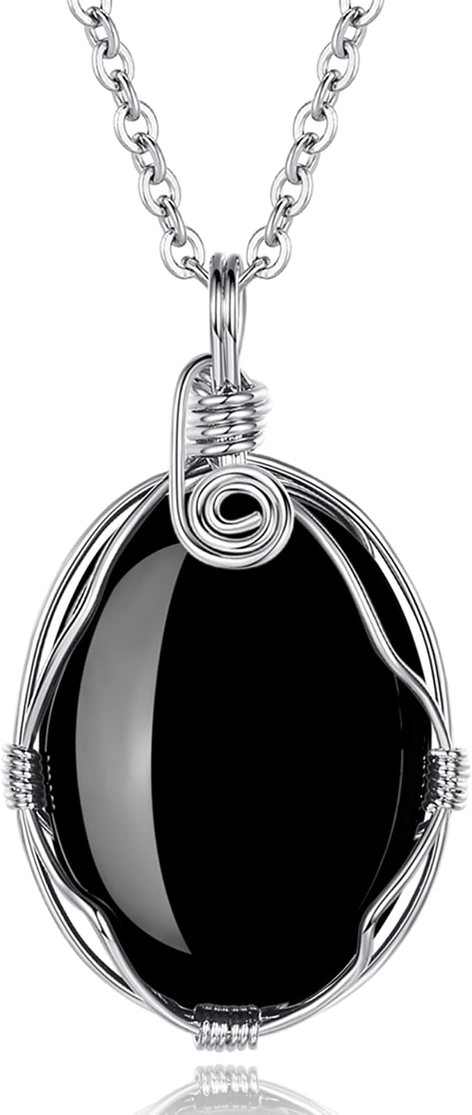 XIANNVXI Healing Crystal Necklace Wire Wrapped Oval Stone Gemstone Pendant Necklaces Natural Spiritual Reiki Witchcraft Quartz Jewelry for Women
