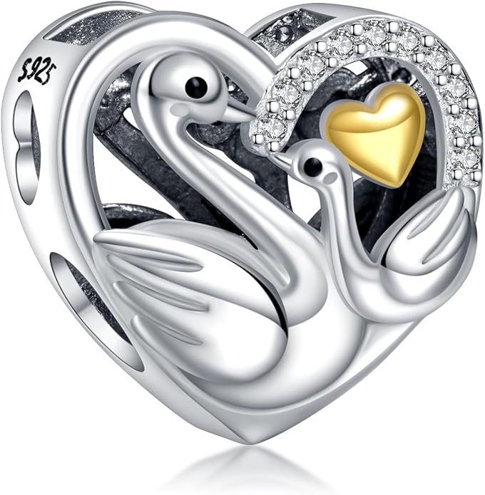 NINGAN 925 Sterling Silver Charm Golden Love Charm Buckle Safety Chain Travel Bead Firefly Dragonfly Pendant, Suitable for Women Bracelet and Necklace as Gift from Mom and Friends