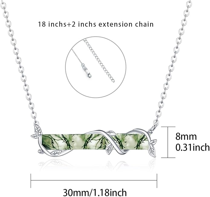 Bar Opal Leaf Necklace For Women S925 Sterling Silver White Opal Pendant with Leaf Charm Bar Pendant Jewelry Gift For Mom Daughter Wife