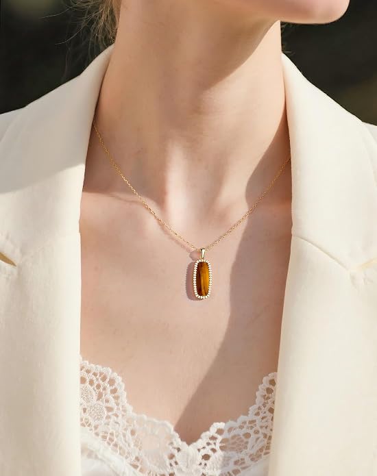 Natural Gemstone New Beginnings Birthday Graduation Gifts 925 Silver Jewelry Plated with 18K Gold Protection Necklace for Women