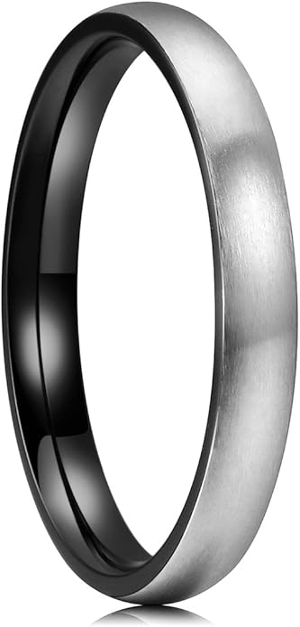 King Will Titanium Wedding Band for Men Women-Sliver/Black/Gold Plated Pure Titanium Wedding Ring, 3-9mm Widths Available Brushed Matte Design Comfort Fit Size 4-16