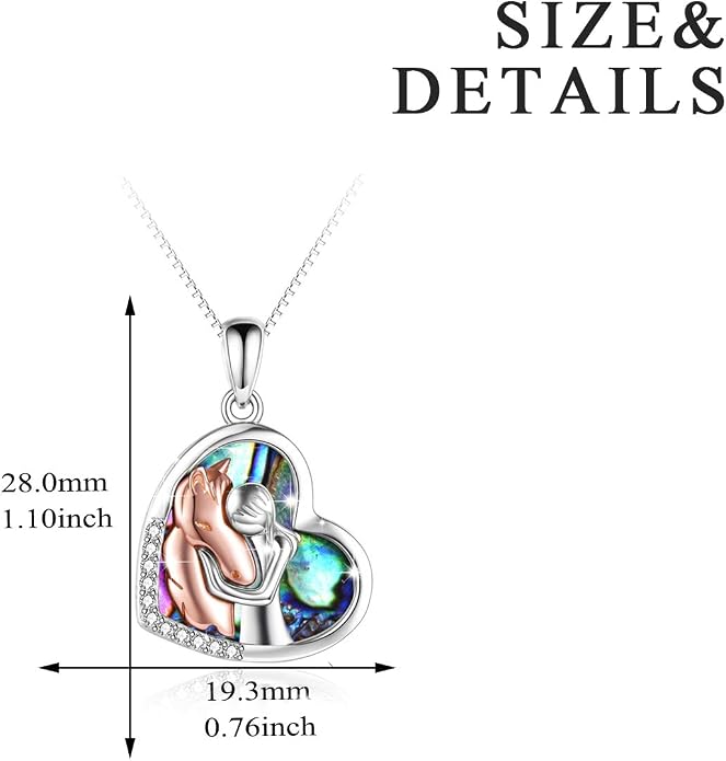 YFN Horse Pendant Necklace Jewelry 925 Sterling Silver Women Embrace Horse Gift For Women
