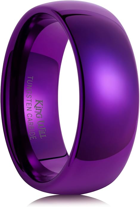 King Will Men's Women's Tungsten Carbide Ring 24k Gold Plated Rose Gold Plated Domed Polished Finish Wedding Band