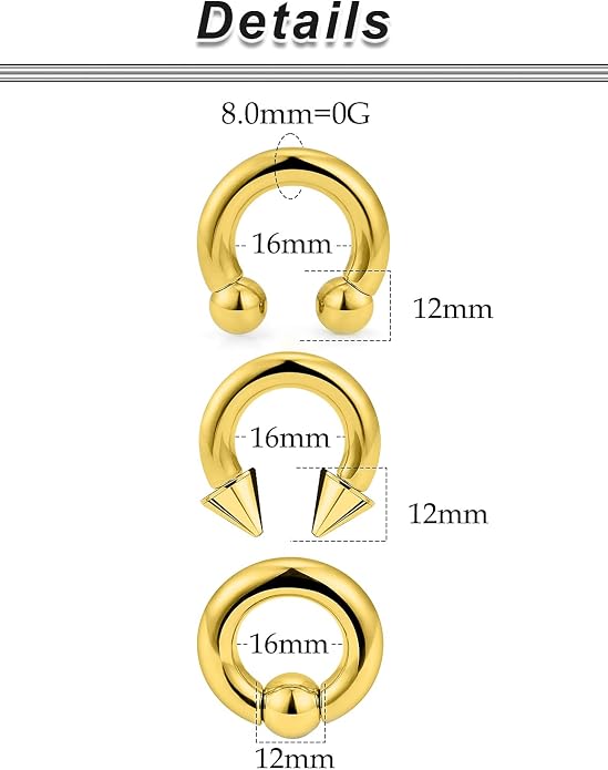 00G 0G 2G 4G 6G 8G 10G 12G 14G 16G Septum Rings Silver Black Surgical Steel Heavy Gauges Earrings Stretching kit Eyebrow Lip Septm Nose Rings Helix Tragus Daith Rook Earrings Hoops 10mm-19mm