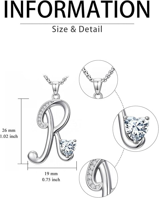 Birthday Gifts for Women Alphabet A to Z Initial Birthstone Pendant Necklaces for Women - 18k White Gold Plated Personalized Name Jewelry Anniversary Graduation Gifts for Wife Her Daughter Girlfriend(with Gift Box)